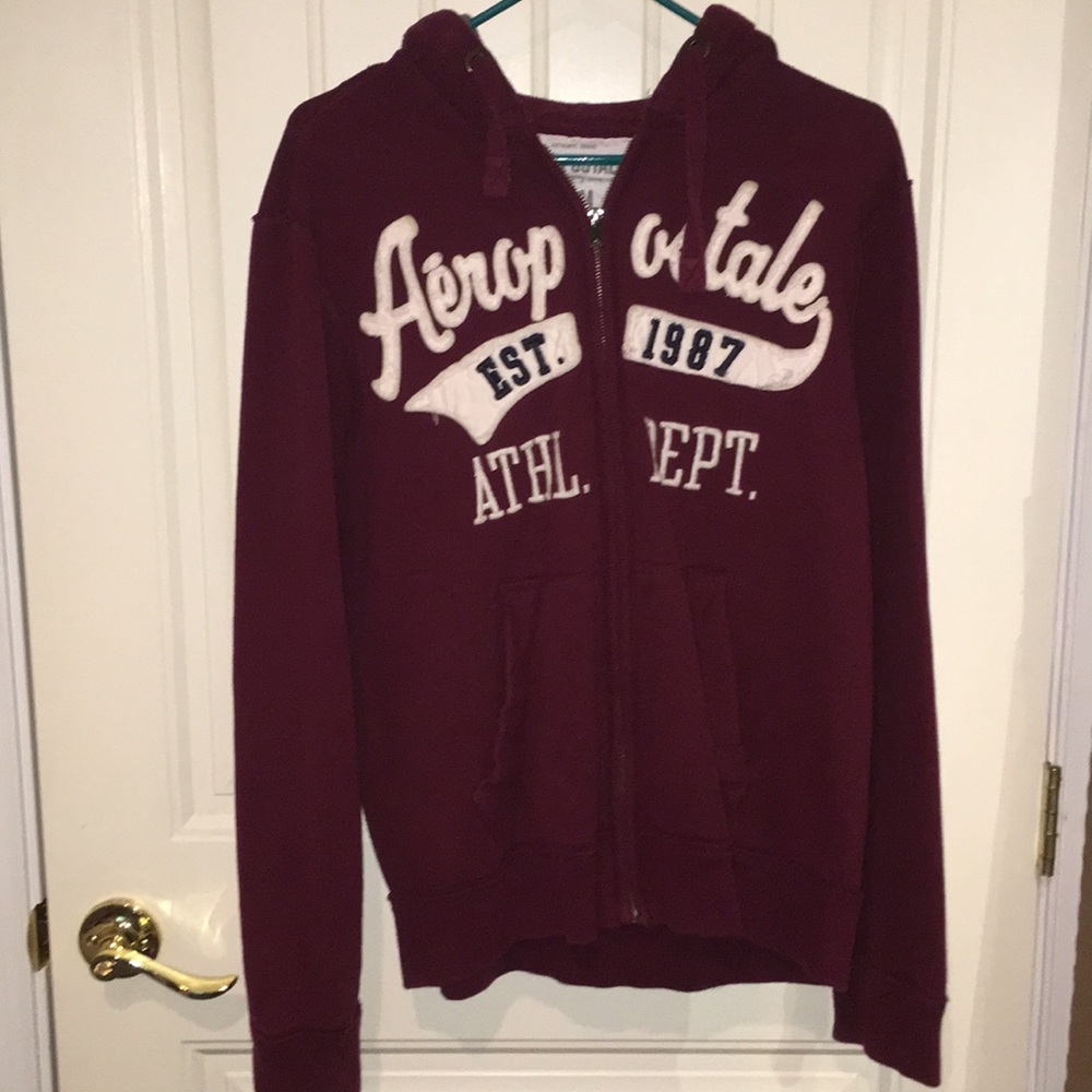 Aéropostale Red Medium Sweater Jacket With Hoodie